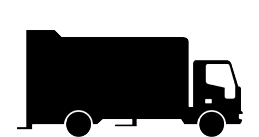 Silhouette of a box truck, suitable for transporting a variety of goods with an enclosed cargo area